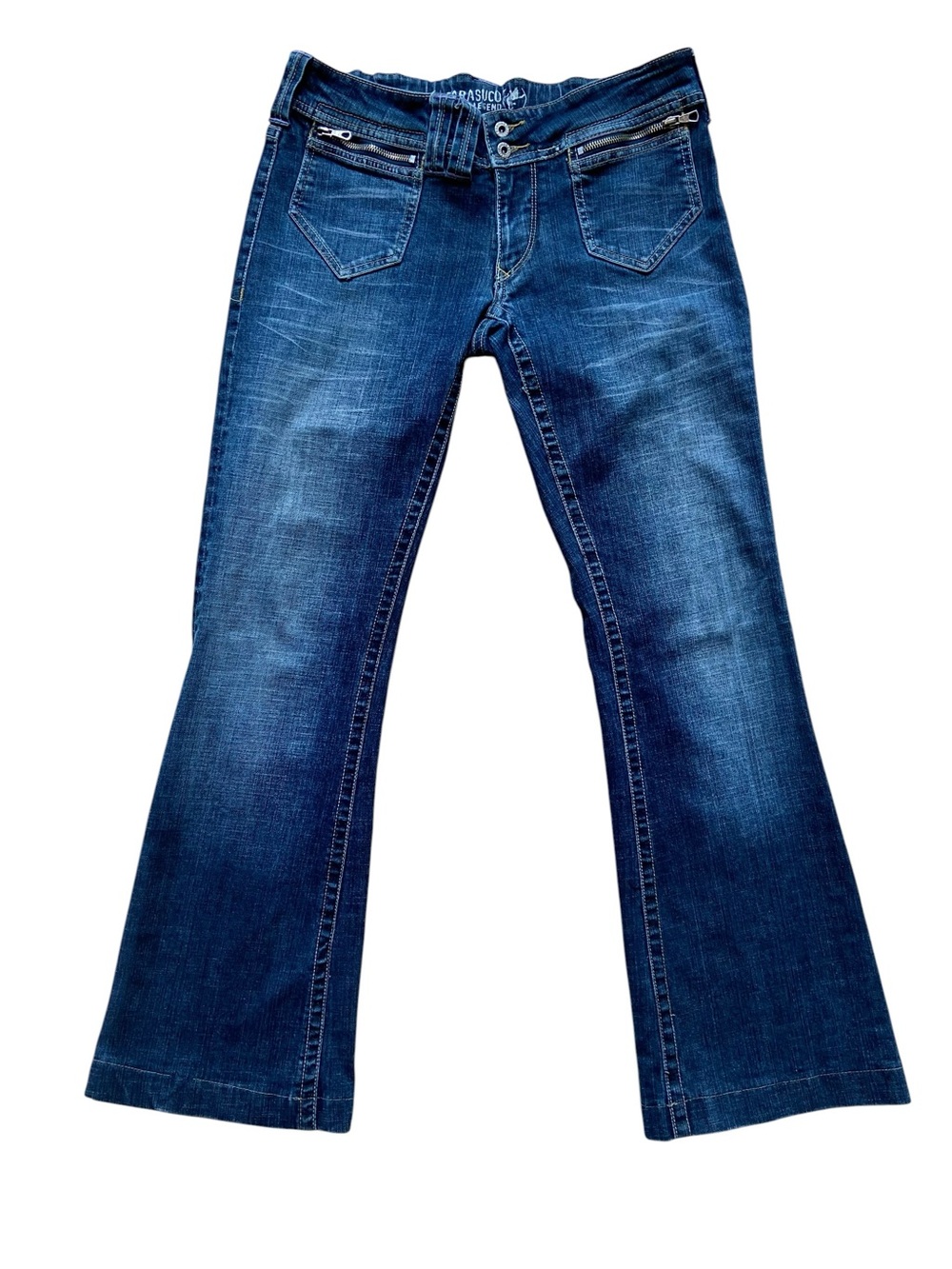 Y2K Parasuco Denim Legend Bootcut Jeans Size 30 Dark Wash Stretch Low Rise embro